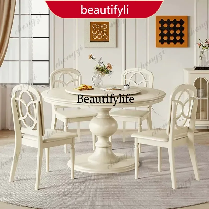 M45  Designer Modern Wooden Dining Table Living Room Rotator White Table Restaurant Round Nordic Tavoli Da Pranzo Kitchen