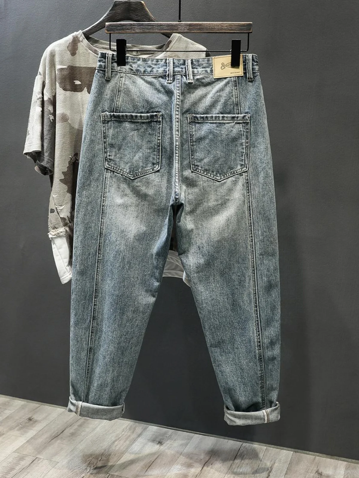 

Trendy Straight Leg Men's Jeans Retro Versatile Haome Harlan New Town High Street Dad Pants Youth Casual Wear All Seasons