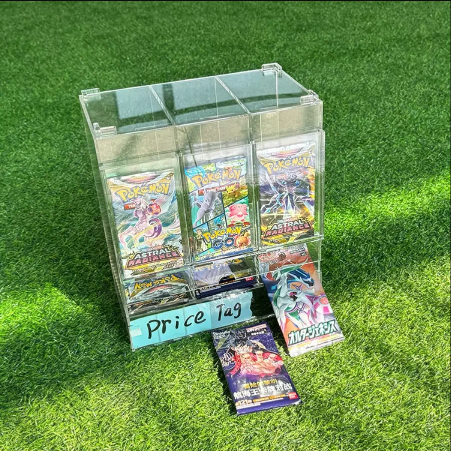 [TCG-K]New Acrylic 3 Slot Booster Pack Stacked Dispenser Display Case for Pokemon One Piece Yugiho Disney lorcana TCGs MTG