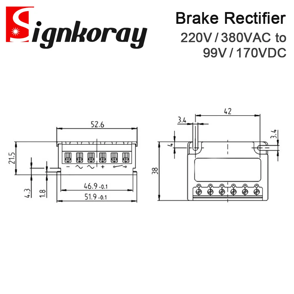 Raddrizzatore freno SignkoRay ZLKS1-99-6 Raddrizzatore da 220 V / 380 V CA a 99 V / 170 V CC Modulo freno di tenuta motore
