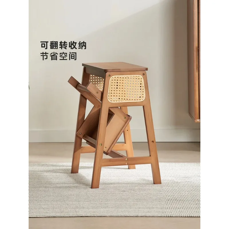 접이식 대나무 등나무 발판 다용도 사다리 의자 또는 신발 정리대