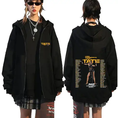 Tate Mcrae 앨범 지퍼 까마귀 Miss Possessive World Tour 2025 지퍼 업 재킷 남성 패션 팝 음악 운동복에 매우 가깝습니다.