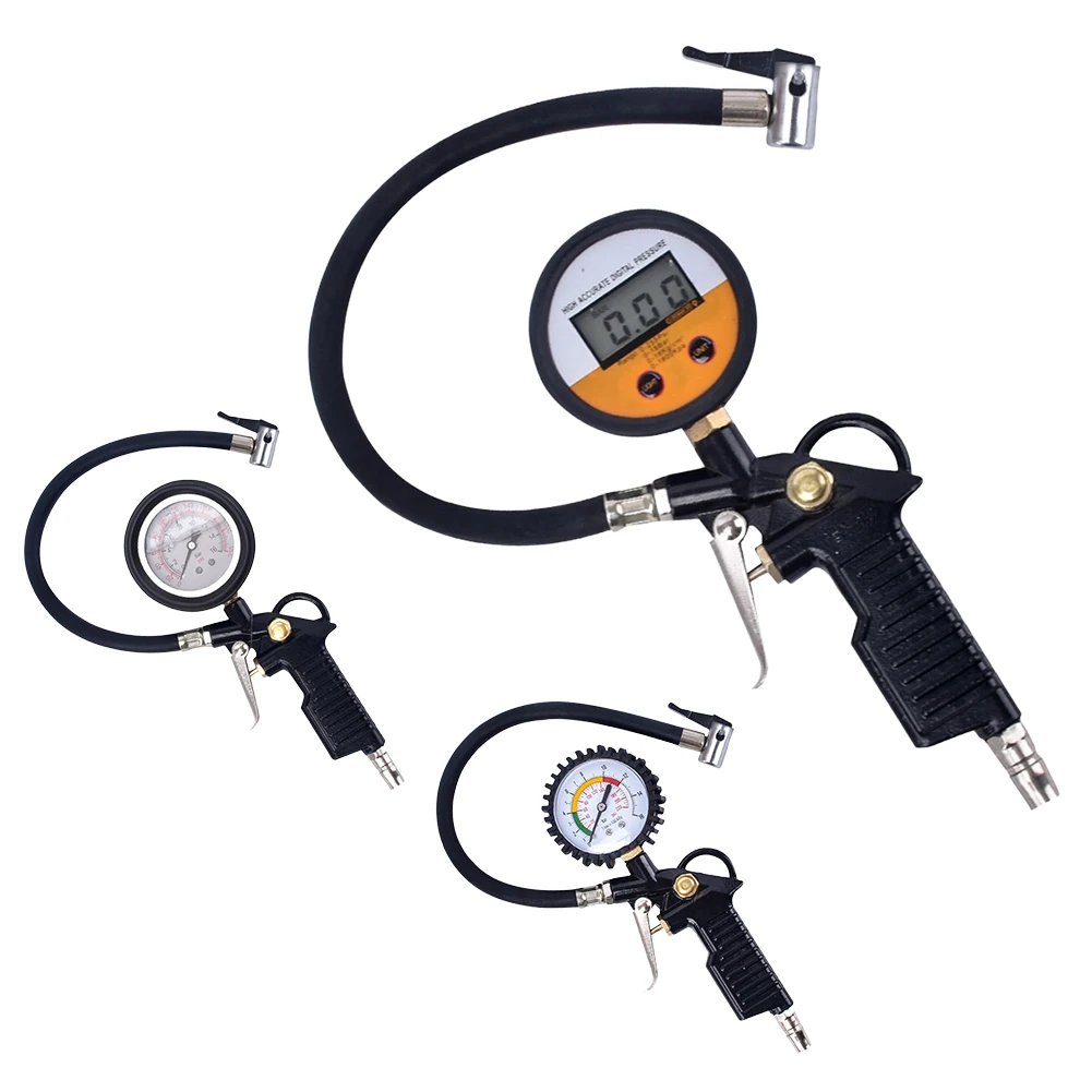 220PSI Tire Pressure Gauge for Car Motorcycle SUV Inflator Pumps Tire Repair Tools Pressure Gun Type for Air Compressor