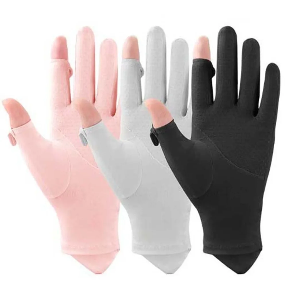 

Anti-UV Gloves Ice Silk Gloves Solid Color Anti-ultraviolet Summer Sunscreen Gloves Five Fingers Gloves Sun Protection