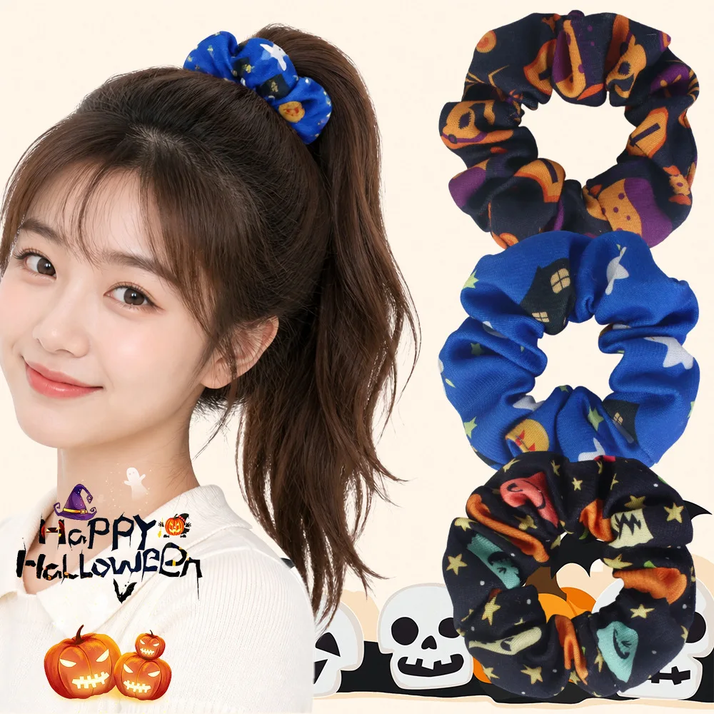 1Pc Party Halloween Hair Ties, High Elasticity Polyester Scrunchies for Women, Ponytail Holders, Hair Accessories No Damage