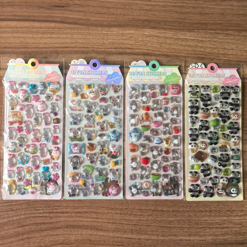

4 Pcs 3D Embossed Crystal Animal Stickers - Cute Decorative Decals for Backpacks Pencil Cases Kids’ Toys RecordingYourLife Store