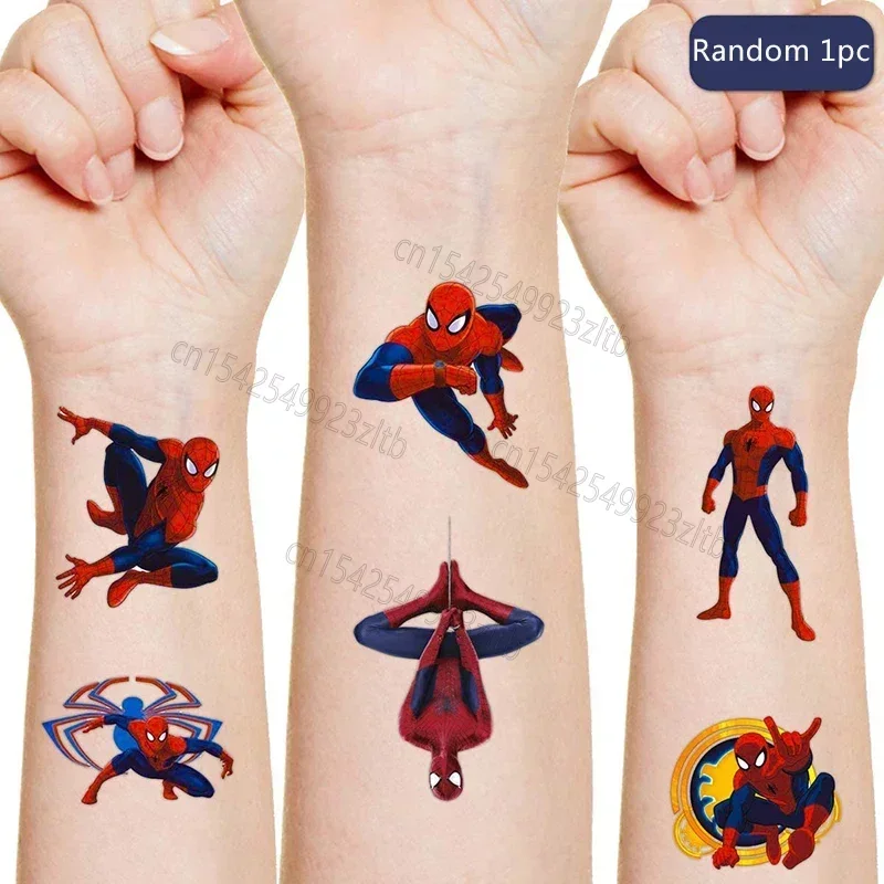 Disney Spiderman Tattoo Sticker Children\'s Birthday Party Decora Disney Marvel Sticker Action Figure Sticker Cartoon Kids Gift