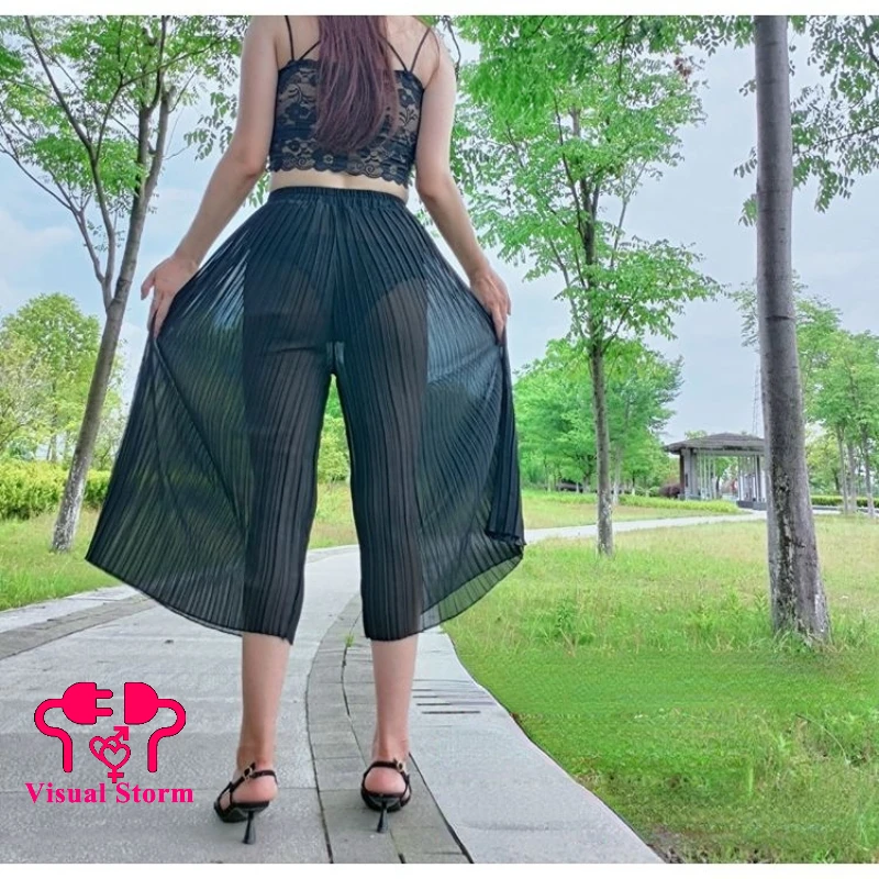 Woman Sexy See Through Open Crotch Pants Hot Outdoor Easy Korean Style Japan Style Loose Trousers Hollow Out Crotchless Skirts