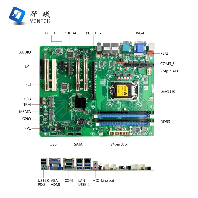 

New X86 Motherboard H87 LGA1150 4 DDR3 5 SATA3.0 VGA 2 HD 2 LAN 6 RS232 COM 14 USB PCIEx16 X4 X1 Industrial ATX Motherboard