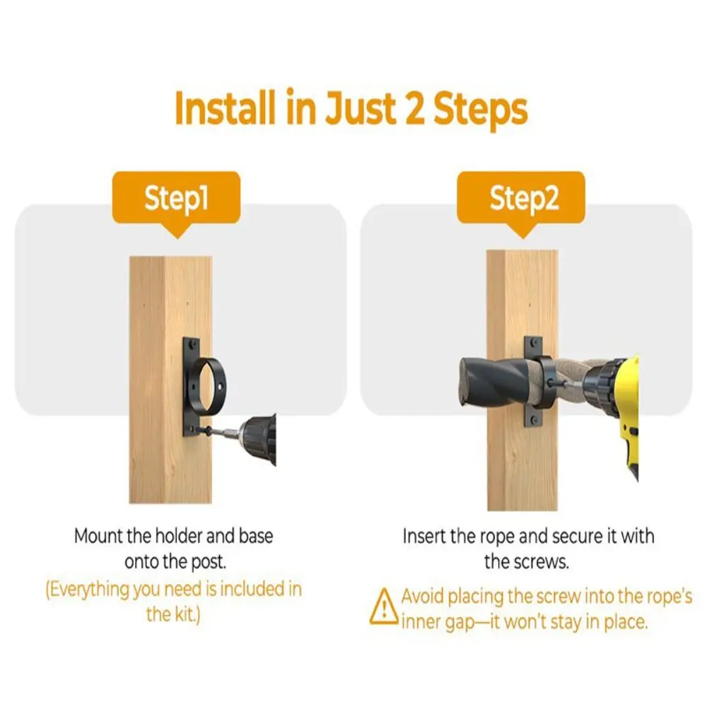 

Держатель веревки из нержавеющей стали с черной отделкой. Материал из нержавеющей стали. Нержавеющее покрытие. Зажимы для веревки. Полный монтажный пакет.