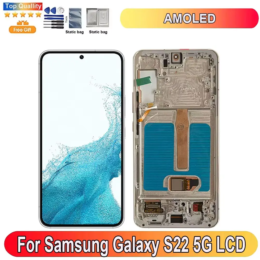 6.1"AMOLED For Samsung Galaxy S22 5G LCD Display Screen Touch Panel Digitizer Replacement Parts For Samsung S22 5G LCD S910