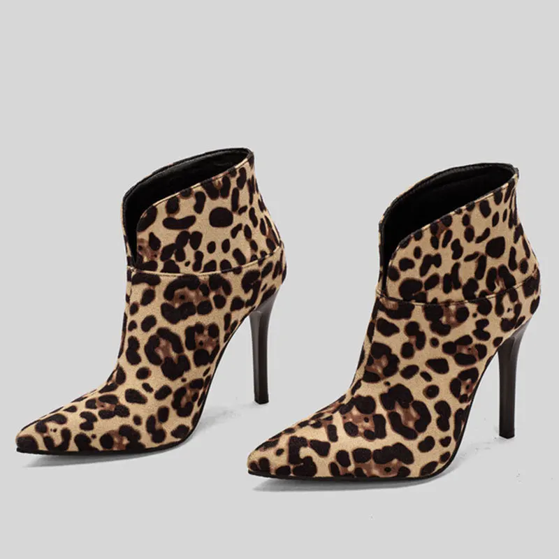 Lady Boots Women\'s Rubber Shoes Rain Luxury Designer Round Toe Sexy High Heel Fashion Pointy Leopard Low Ankle Large