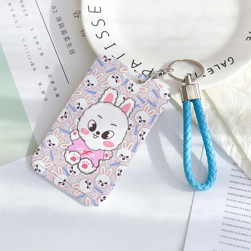 STRAYKIDS Cute Cartoon SKZOO Push-Pull Sliding Cover ID Card & Bus Card Keychain Protector