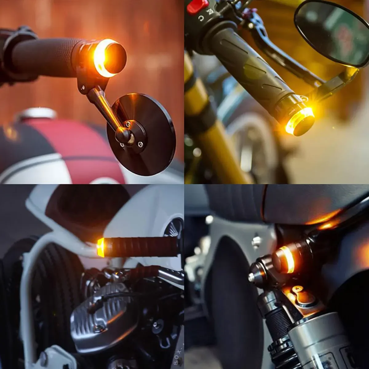 2Pcs Motorcycle Led Handlebar Lamp Turn Signal Driving Lights Signal Light Brake Light Flashing Beacon Stop Lamp Parking Light