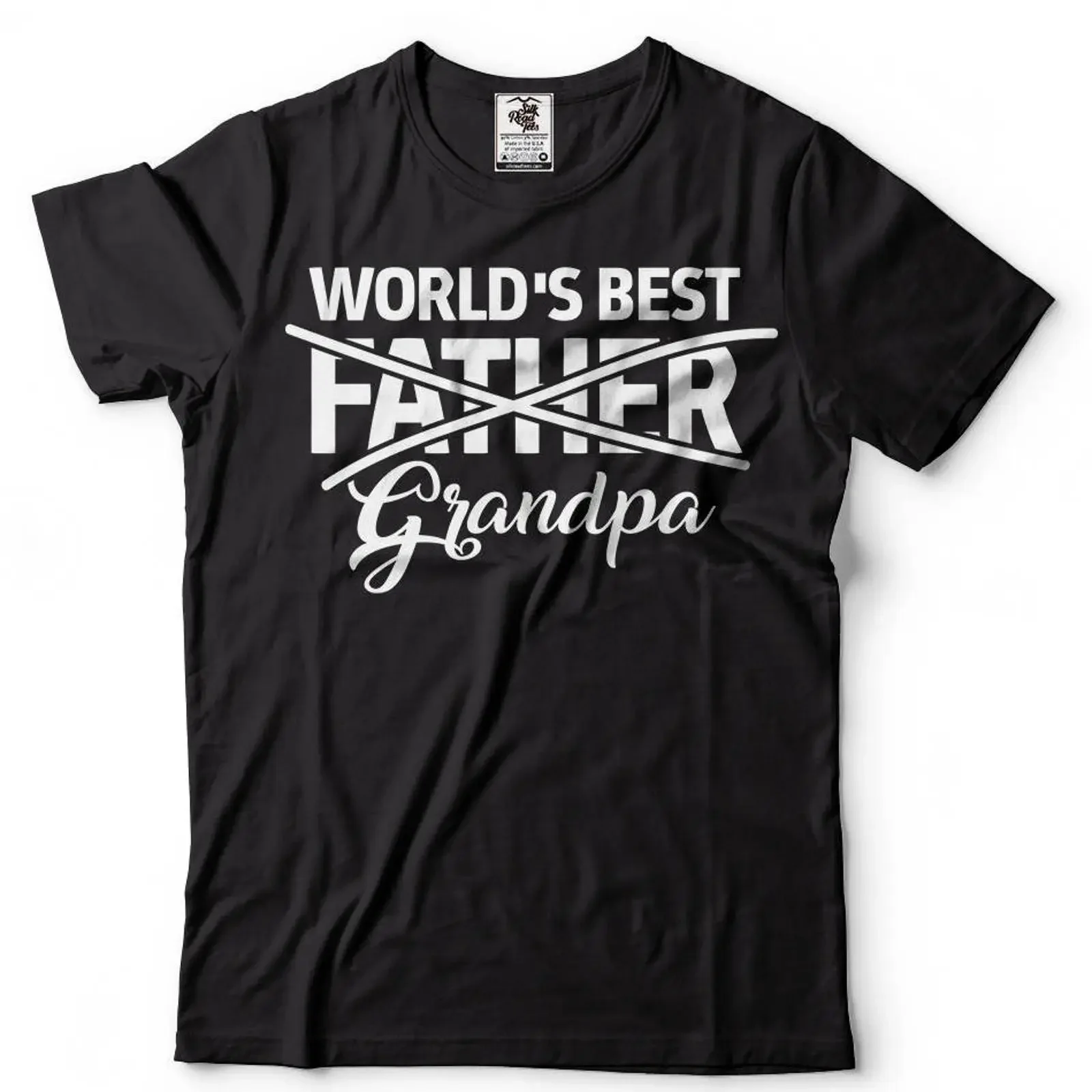 For Grandfather T Shirt New Grandpa Baby Announcement Father vintage Washed fashion Slightly graphic Top For Everyday Wear