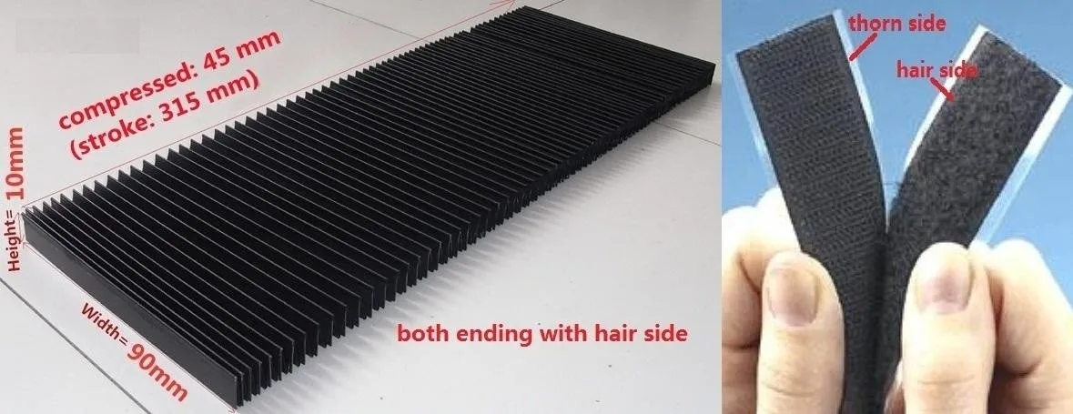 Straight protective bellow covers for cnc machine-W=90mm H=10mm, stroke 315mm