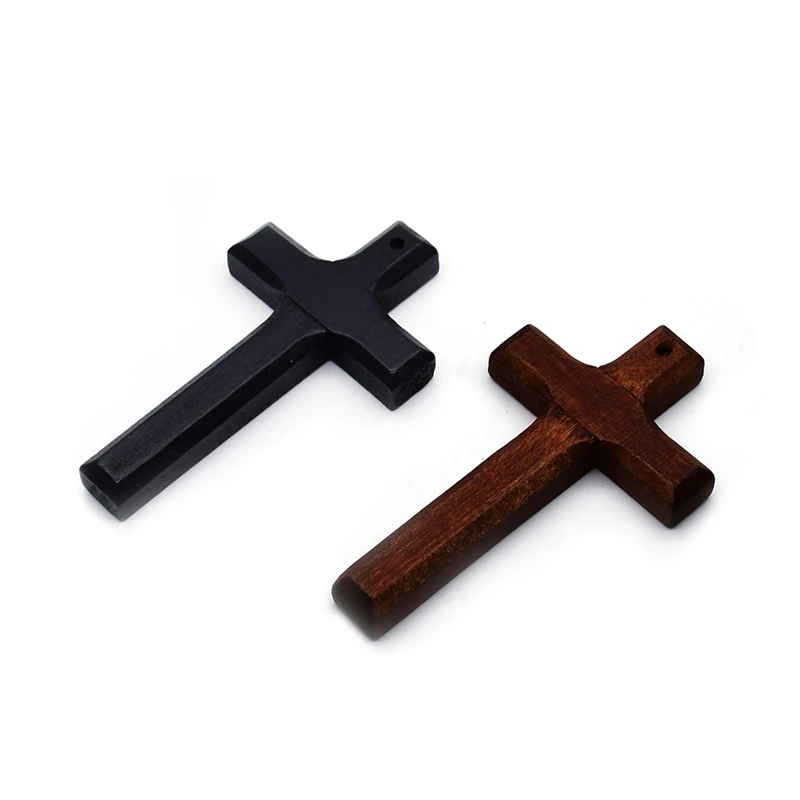 

5pcs Antique Wood Cross Pendant 8.6*5cm Brown Black Religious DIY Jewelry