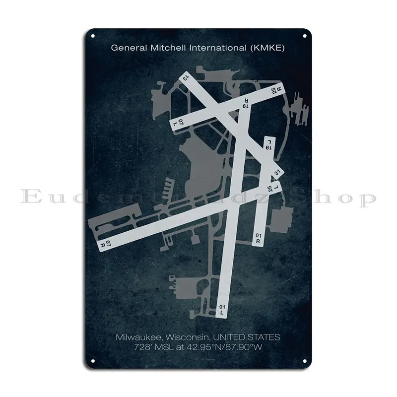 Kmke Airport Metal Sign Poster Wall Living Room Printing Bar Tin Sign Poster