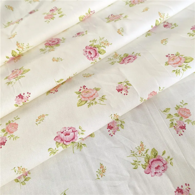 235x50cm Fresh Pink Rose Cotton Twill Sewing Fabric, Making Bedding Home Decoration Shell Cloth