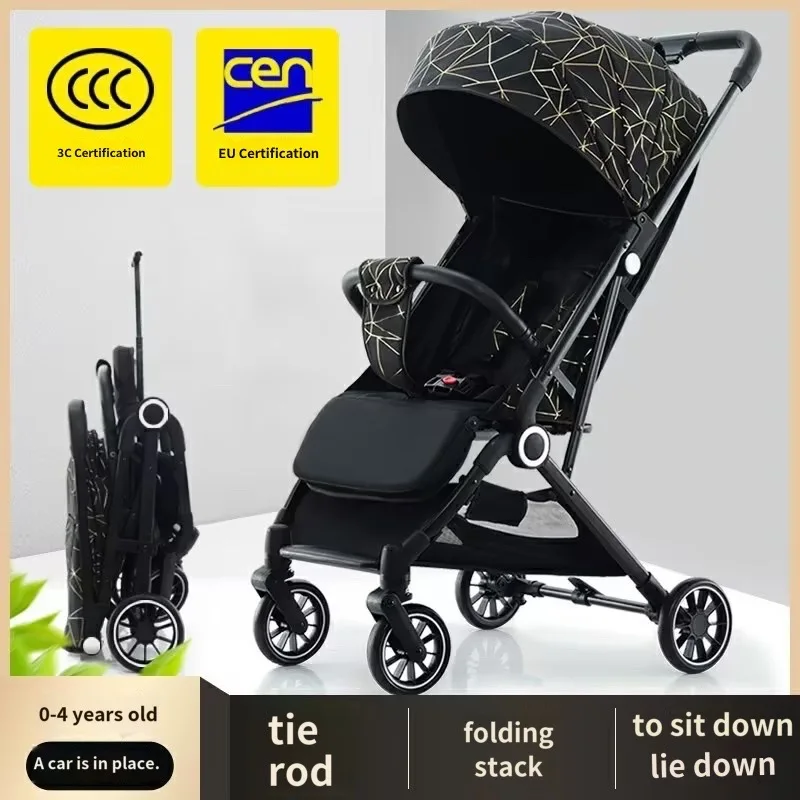 

Adjustable Baby Stroller Foldable Travel Pram 3 in 1 Portable Can Sit And Lie Lightweight Stroller Luxury Trolley Pushchair