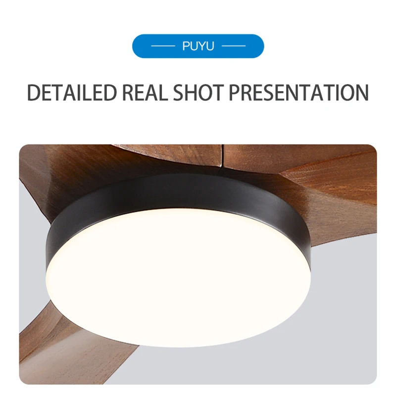 36 42 52 56 Inch Led Ceiling Fan Lights 3 Speed Adjustable Hardware Solid Wood Remote Control Ventilator For Bedroom Living Room