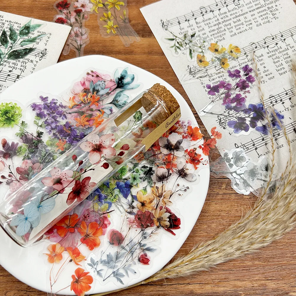 

50 шт. INS чернила цветы наклейки для домашних животных ретро справочник декоративный материал DIY компьютер чашка для воды чехол для мобильного телефона декоративный коллаж