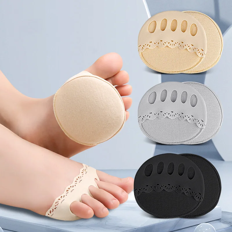 Lace Five Toes Forefoot Pads for Women High Heels Half Shoe Insoles Calluses Corns Foot Pain Care Cushions Invisible Sock Insert