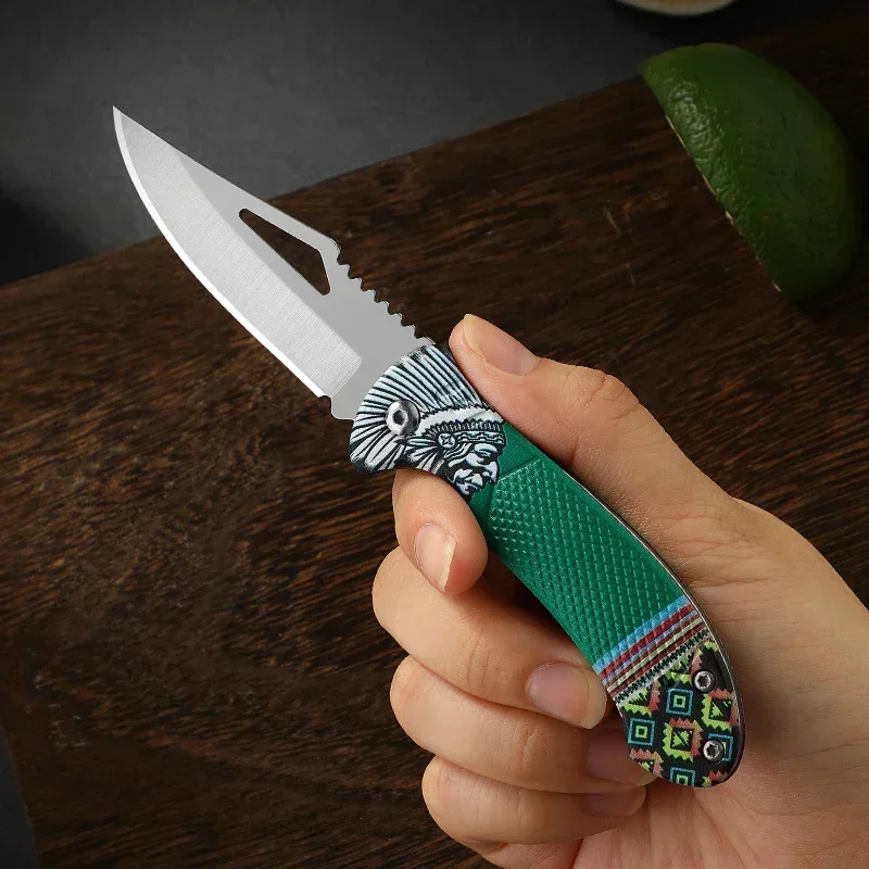 New Colorful Painted Design EDC Tribe-folding Fruit Knife Portable Camping Self-defence knife