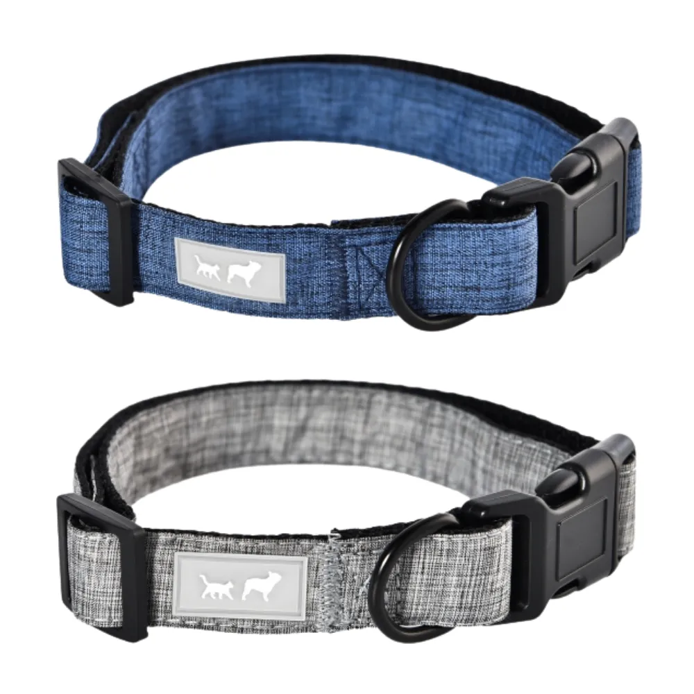 48PCS/Carton Adjustable Dog Collars 2 Colors Mixed Soft Breathable Pet Collar with Quick Release Buckle D Ring for Walking Training