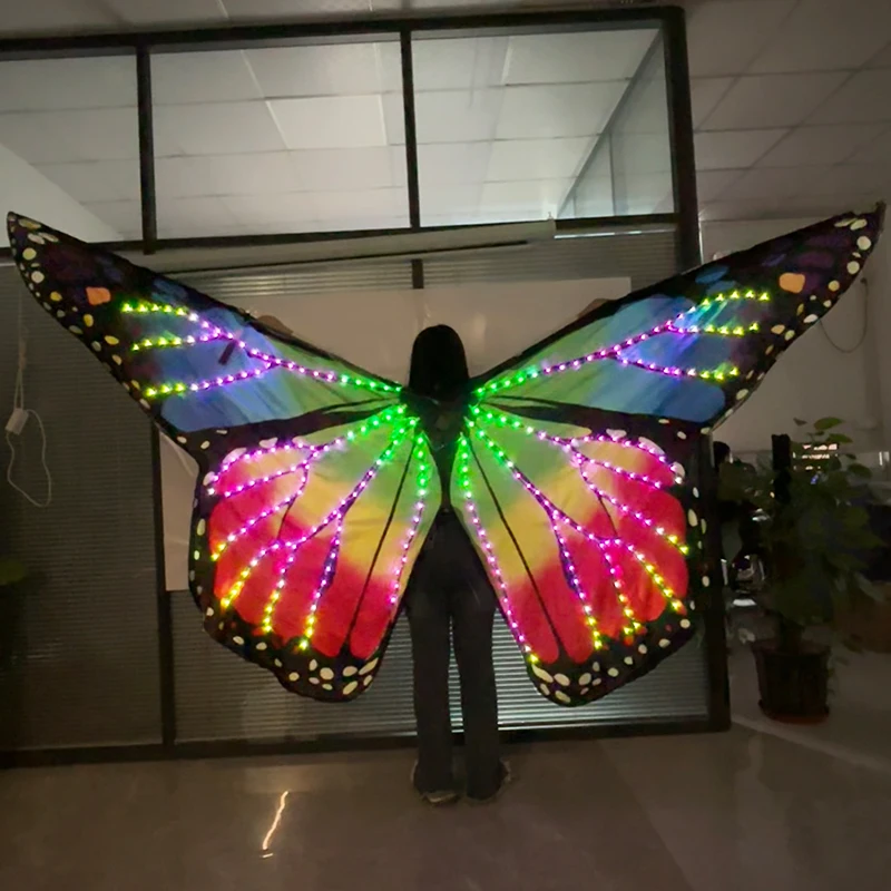 متوهجة LED الملونة قوس قزح فراشة أجنحة الرقص أزياء مسرحية ملحق الدعائم النساء الفتيات أجنحة الزخرفية #4