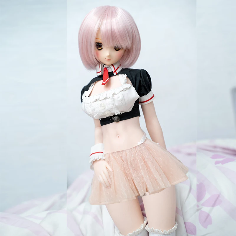 HuanChun 60CM  sexy maid BJD Customized Silicone Doll With Metal Skeleton Lovely Action Figure