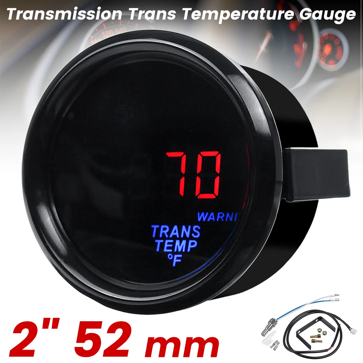 2'' 52MM 12V LED Digital Auto Transmission Temperature Gauge Black Bezel Fahrenheit Meter Universal Gauge