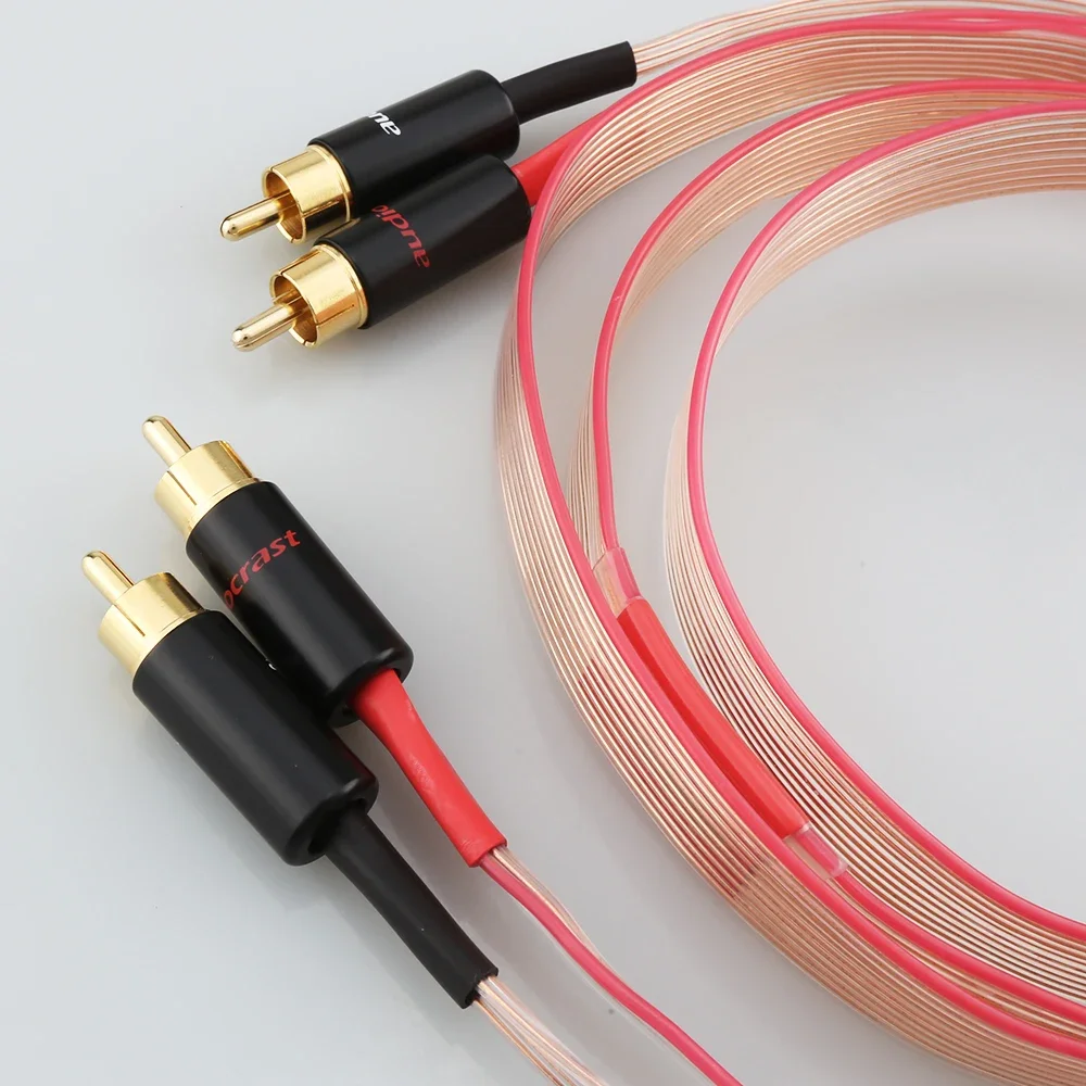 Audiocrast 레드 던 OCC 구리 신호 RCA 케이블, 금도금 플러그 상호 연결, FC10C