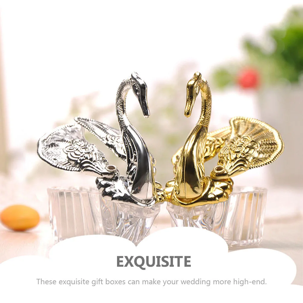 

Candy Containers Wedding Gift Boxes Swan Shaped Favors Present Dish Fillable Party Holder Romantic Glass Storage Pouch Bowl