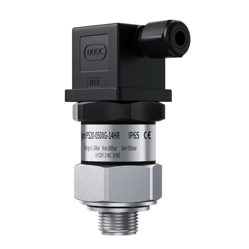 NO NC Mechanical Adjustable Pressure Switch G1/4 Thread 304 Stainless Steel Piston Type Pressure Control 5-50bar 10-100bar