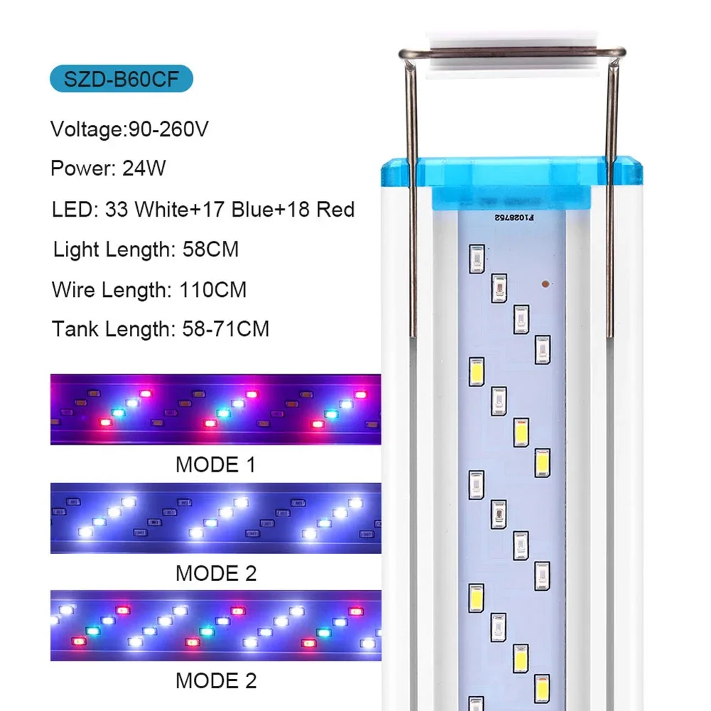 90-260V Aquarium Lamp 3 Mode Adjustment LED Fish Tank Slim Clip Landscaping Lighting EU Aquatic Pet Supplies Products