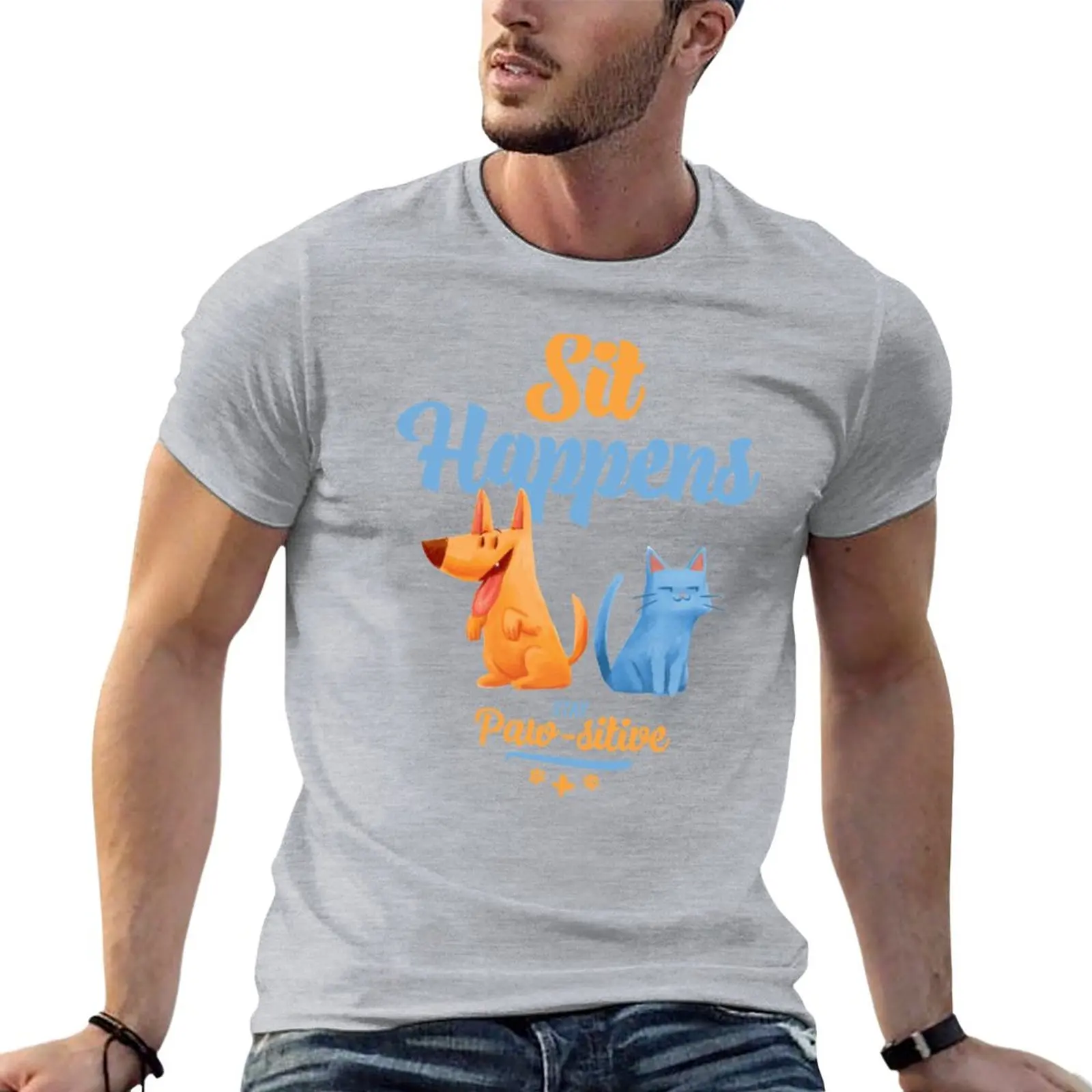 

Sit Happens Stay Pawsitive T-Shirt sports fan t-shirts heavyweight t shirts slim fit t shirts for men