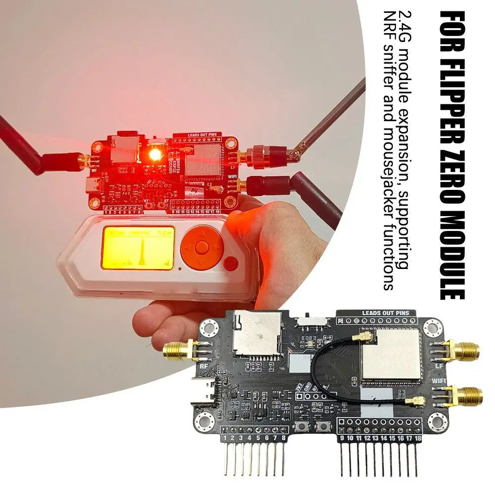 Para módulo de expansión Flipper Zero con placa NRF24 y ESP32, antena mejorada de alta ganancia CC1101 de 2,4G para NRF Sniffer Mousejack