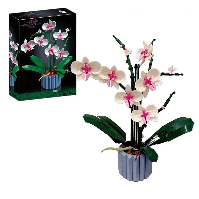 

608pcs Bouquet Orchid Building Blocks Plant Bonsai Adult Assembled Toy Girl Boy Birthday Gift 10311