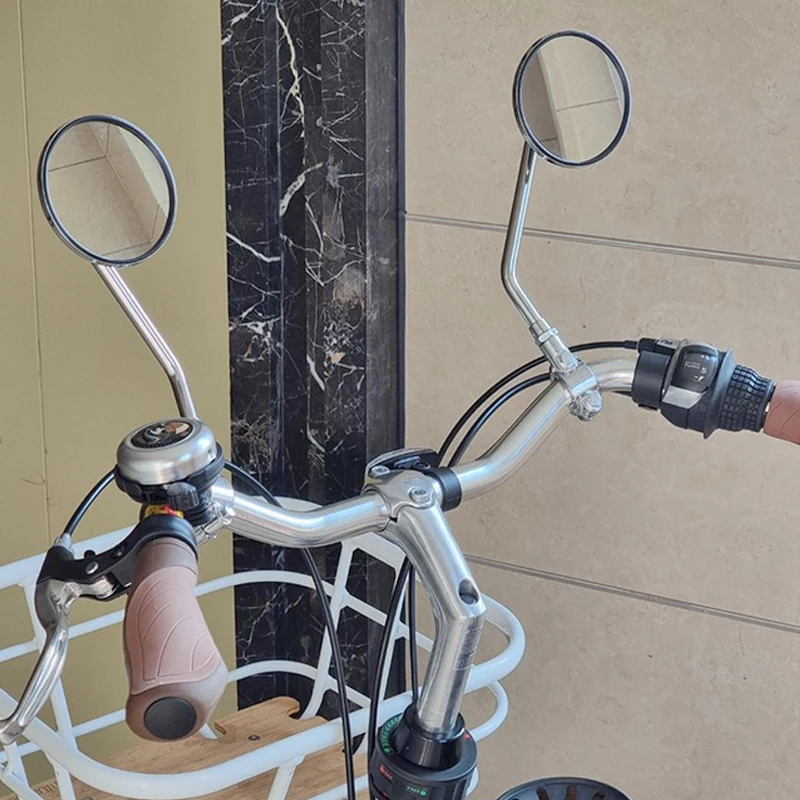 Bicycle Motorcycle 22MM Handlebar Retro Round Square Rear View Mirrors with Mounting Base Holder Iron Reflect Side Convex Mirror