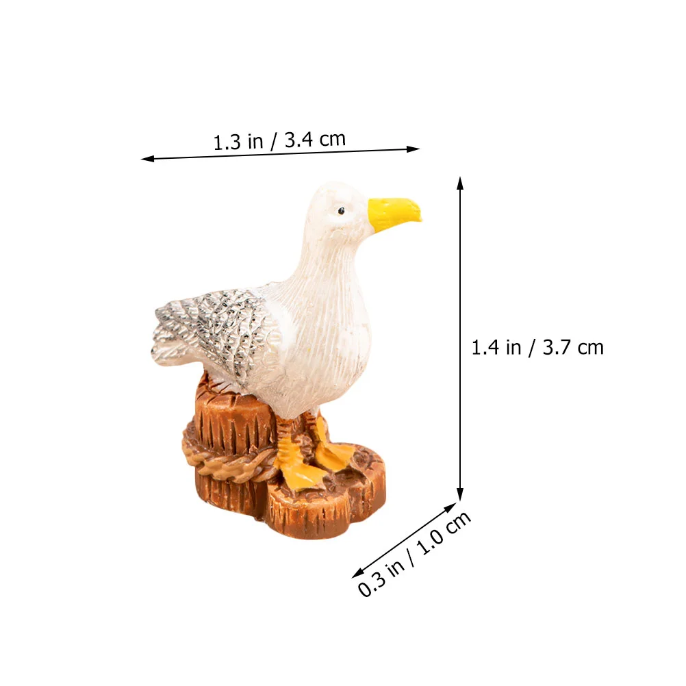 6 Pcs Statue Mediterranean Micro Landscape Outdoor Decor Animals 370X340X100CM Resin Seagull Figurine