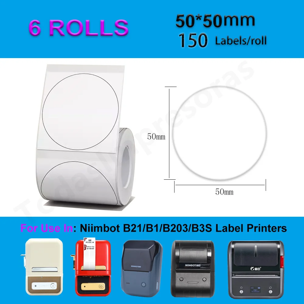 Mini Thermal White Label Paper for Portable P2 Printer Similar to B21 Waterproof 10-50mm Sticky Sticker for Supermarket Kitchen