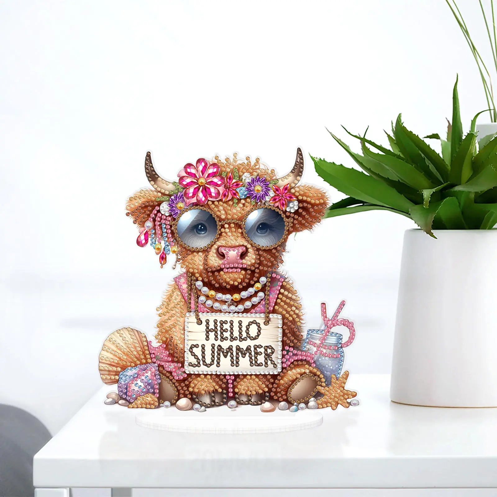 

DIY Acrylic Diamond Painting Kits New Collection 2024 Cartoon Eyeglass Cow Pattern Tabletop Home Decoration Ornaments Birthday G