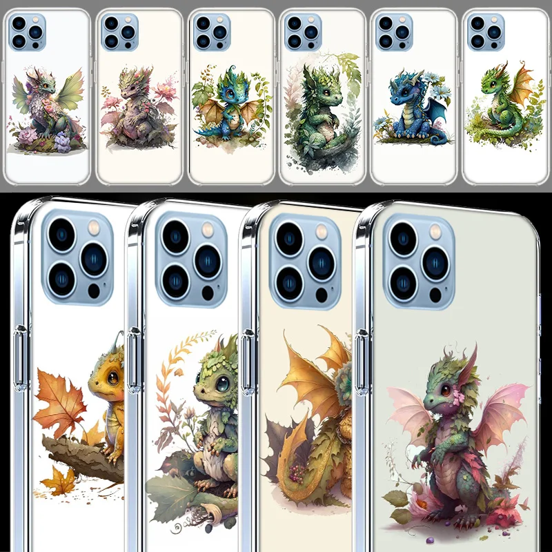 Cute Mythical Dragon Clear For Apple iPhone 16 15 Pro Max Cover 14 Plus 13 12 Mini 11 Pro XR XS Max Phone Case Silicone TPU Cute