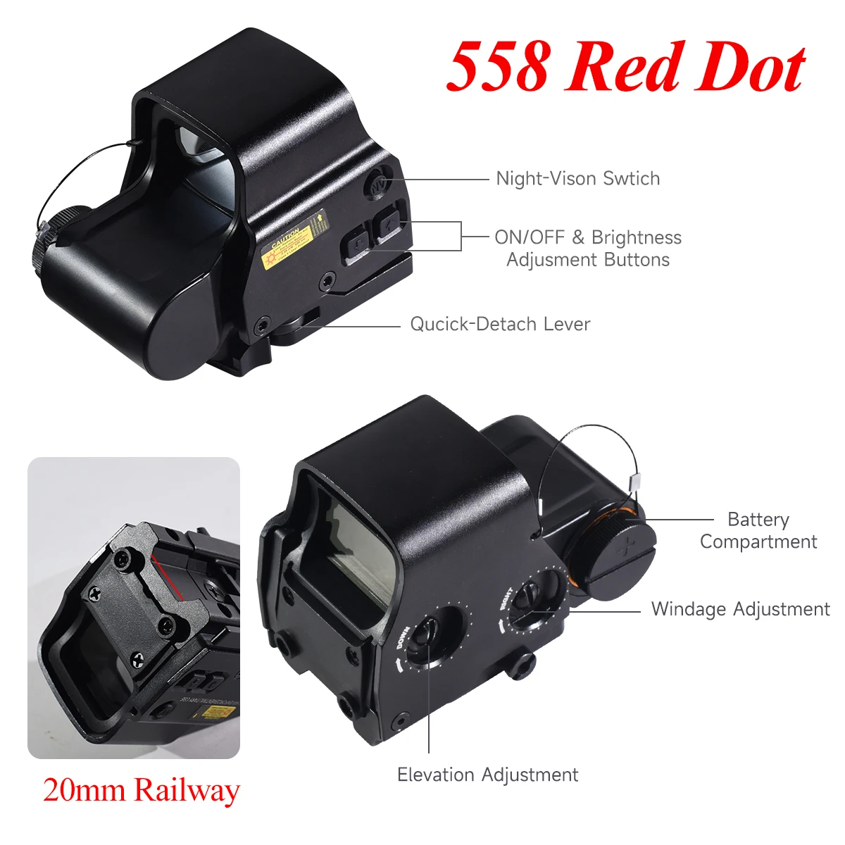Eot**h 558 G43 Magnifier Holographic Sight Scope Folding Side Flip G45 5X Magnifiers for 558 556 553 Tactical Reflex Scope