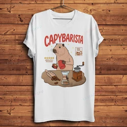 Neko Cat Barista Capybara Sloth Coffee Funny Tshirt Men Homme Cotton Short Sleeve Tee Unisex Streetwear T Shirt No-sticker Tops