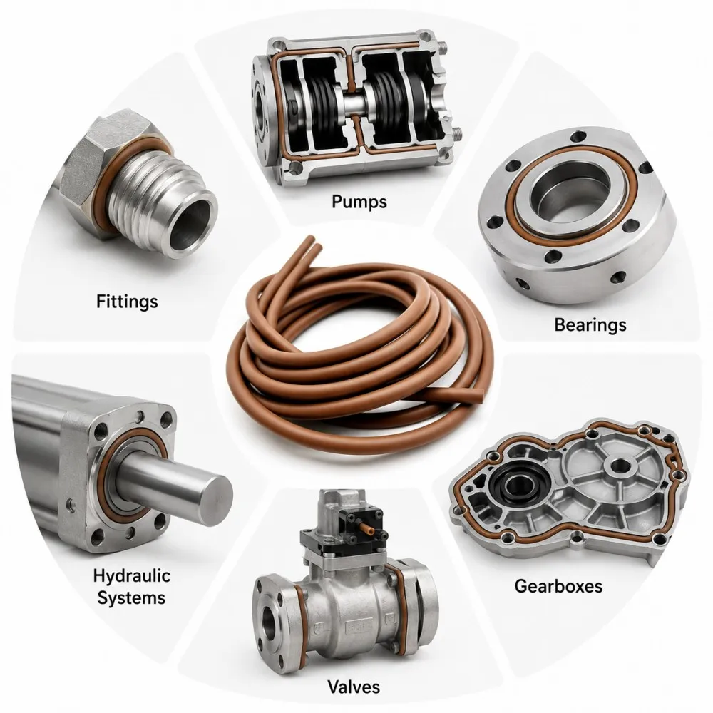 Brown FKM Seal Strip Dia 1.5-8mm High Temperature And Corrosion Resistance Solid Round Strip Industrial Pipeline Pump Valve