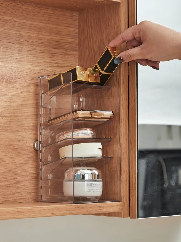 صندوق منظم أحمر الشفاه لمستحضرات التجميل لسطح المكتب من باتوم، حامل طبقة واحدة مستطيل من البلاستيك الشفاف البسيط