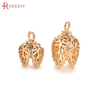 6PCS 15x10MM 21x11MM 18K Gold Color Brass Bead Caps Tassel Caps Diy Jewelry Findings Earrings Accessories Wholesale