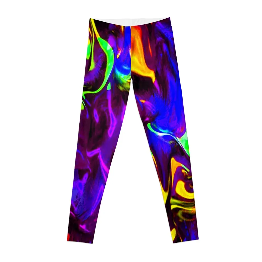 Rave Rainbow of Glow Stick Fire Leggings legings for fitness gym womans Women's tights gym's sportswear Womens Leggings